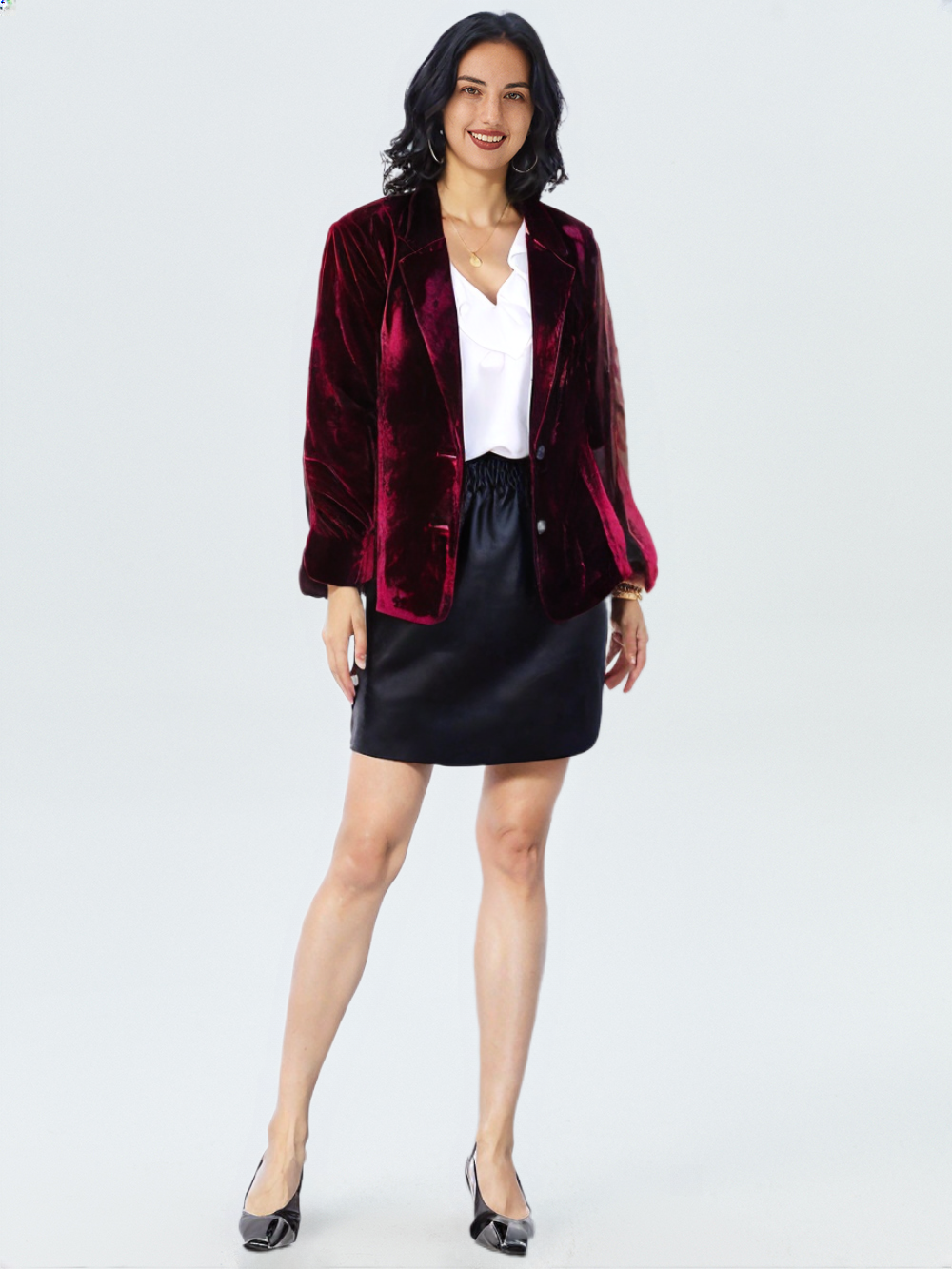 Blazer Femme – Aspect Velours, Cintré
