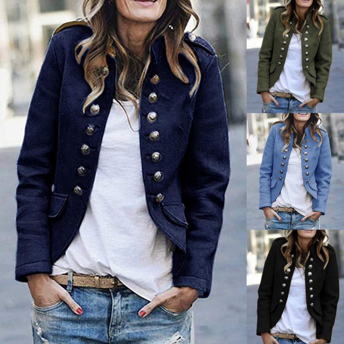 Blazer Femme – Coupe Courte, Col Montant