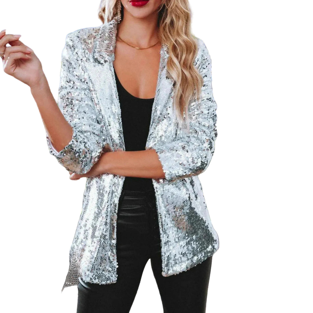 Blazer Femme – Paillettes, Manches Longues
