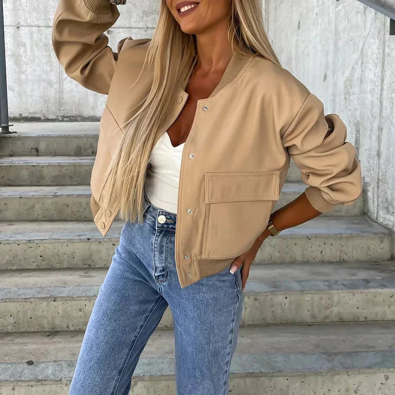 Blouson Femme – Bomber, Court Poches Rabat