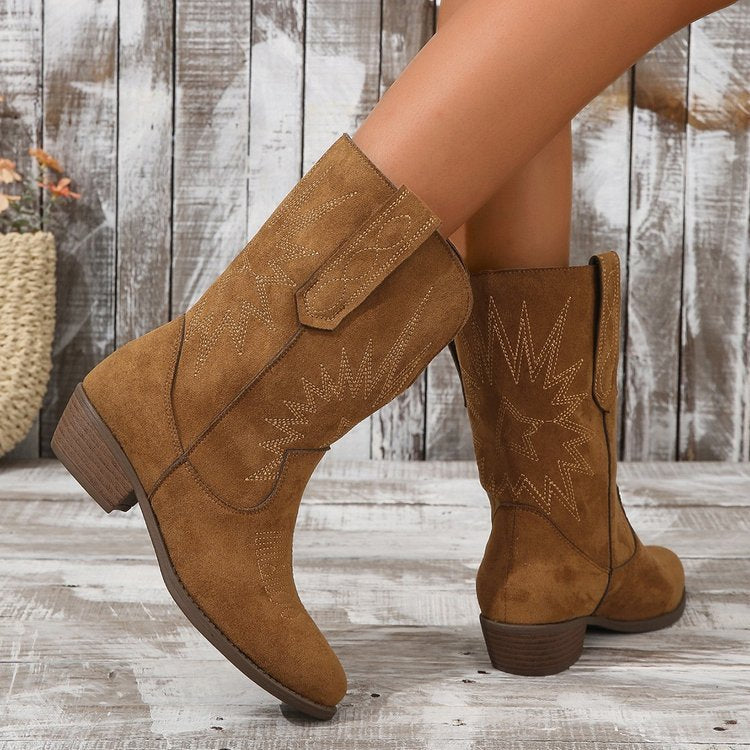 Bottes Cowboy Femme – Bout Pointu, Aspect Mat
