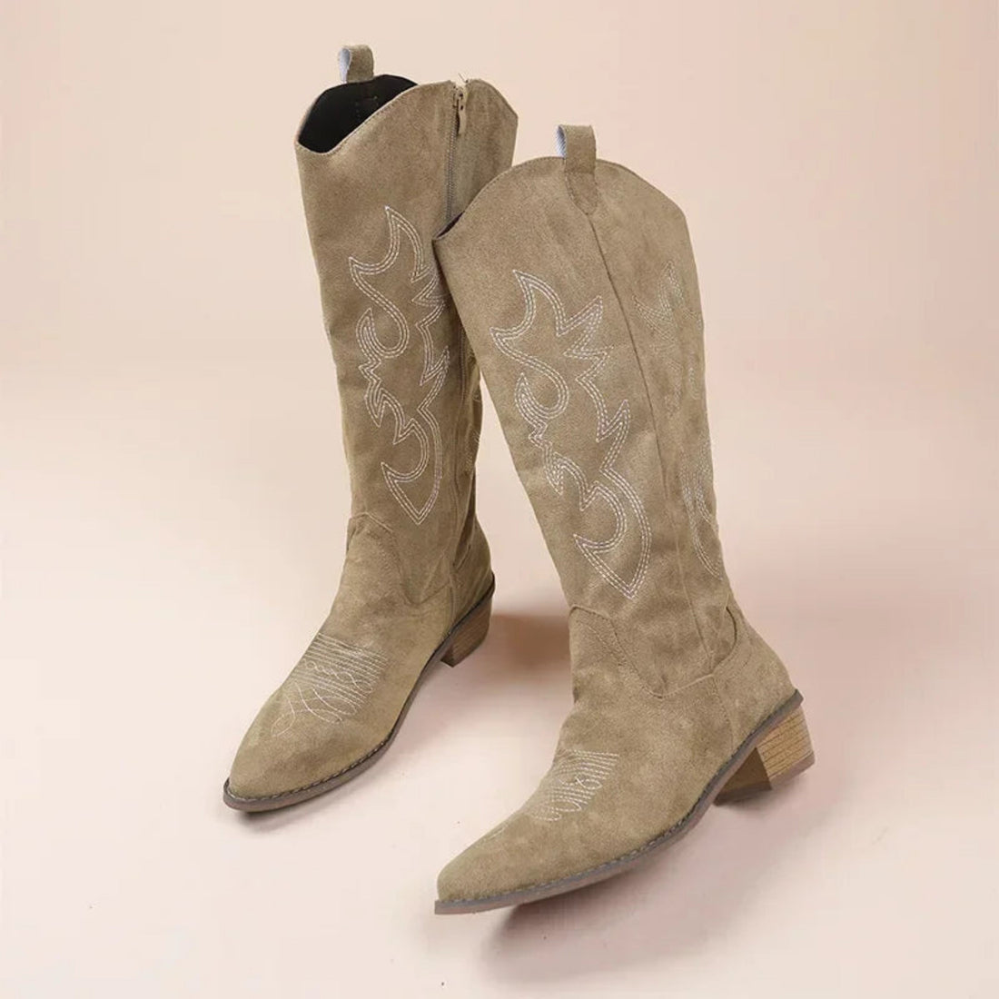 Bottes Cowboy Femme Brodées – Style Western, Talon Bas