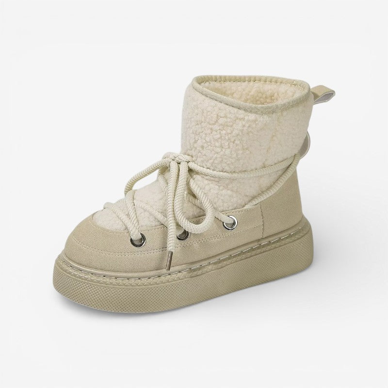 Bottes de Neige Femme – Revers Sherpa, Laçage