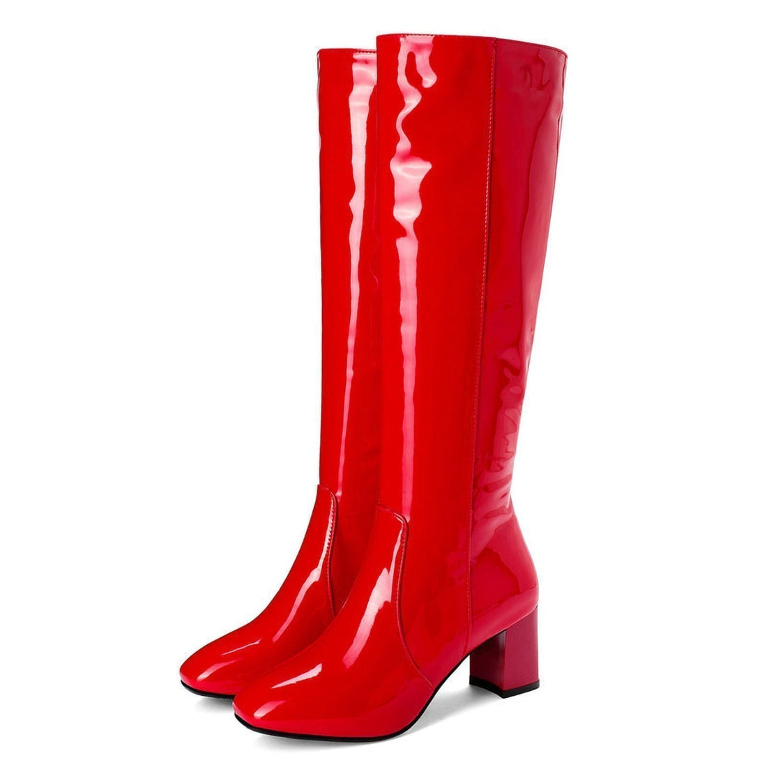 Bottes Hautes Femme – Aspect Cuir, Talon Bloc