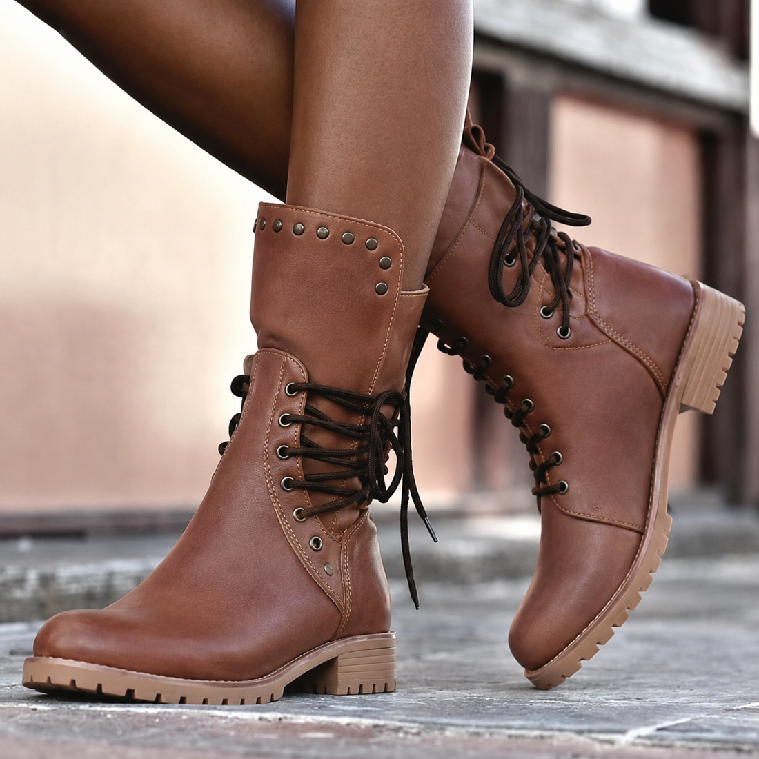 Bottes Hautes Femme – Mi-Hautes Aspect Cuir, Talon Bloc