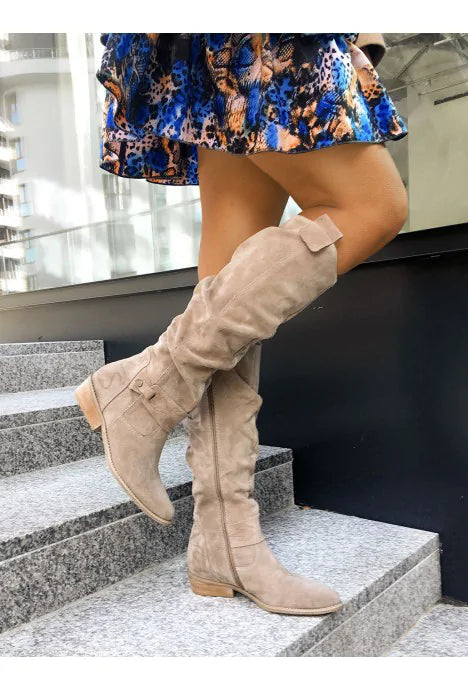 Bottes Hautes Femme – Plates, Nœud Décoratif Fermeture Éclair