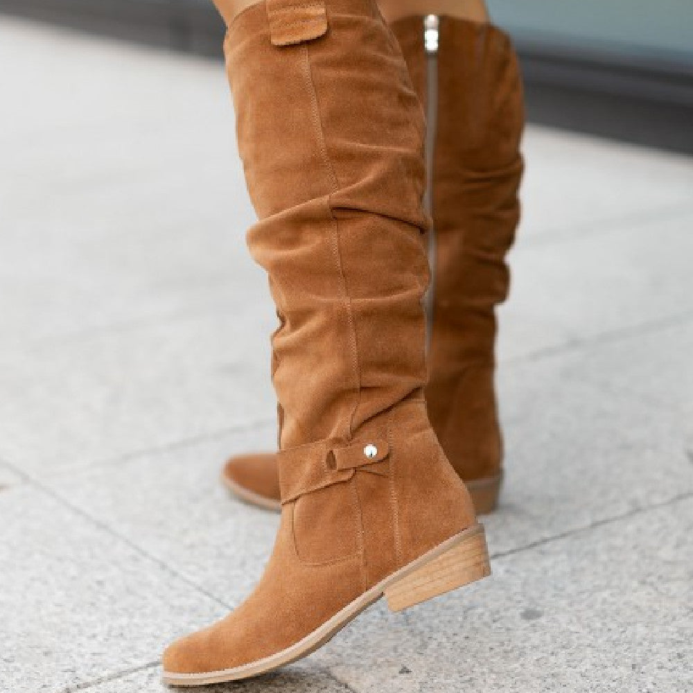 Bottes Hautes Femme – Plates, Nœud Décoratif Fermeture Éclair