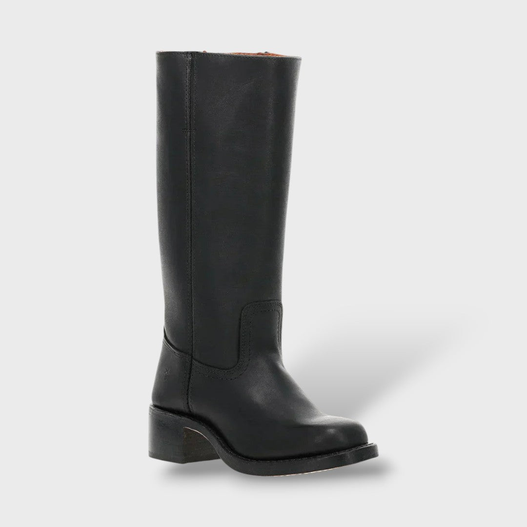 Bottes Hautes Femme – Talon Bloc Structuré, Surpiqûres Contrastantes