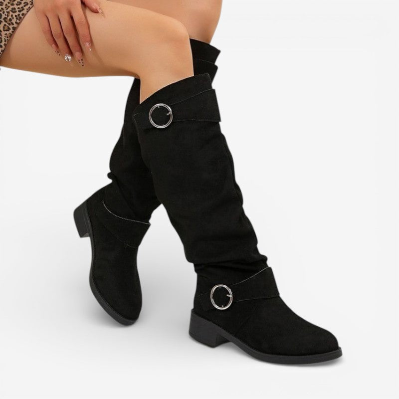 Bottes Hautes Femme – Tige Drapée, Boucles