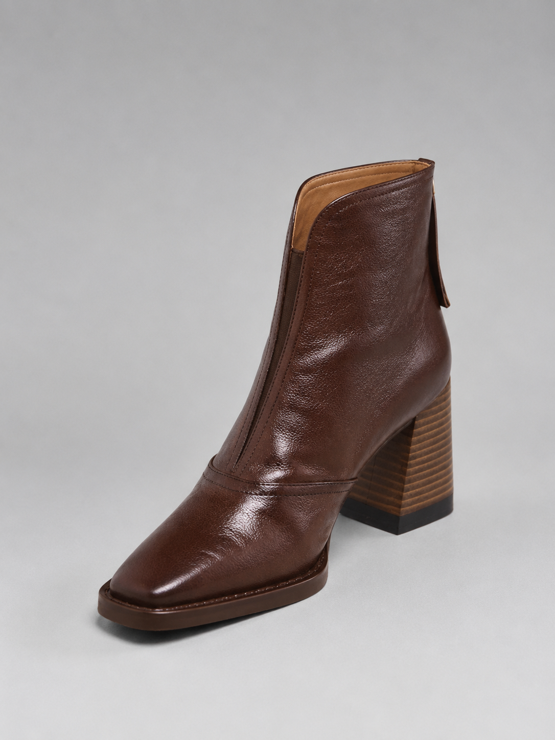 Bottines Femme – Aspect Cuir, Talon Bloc