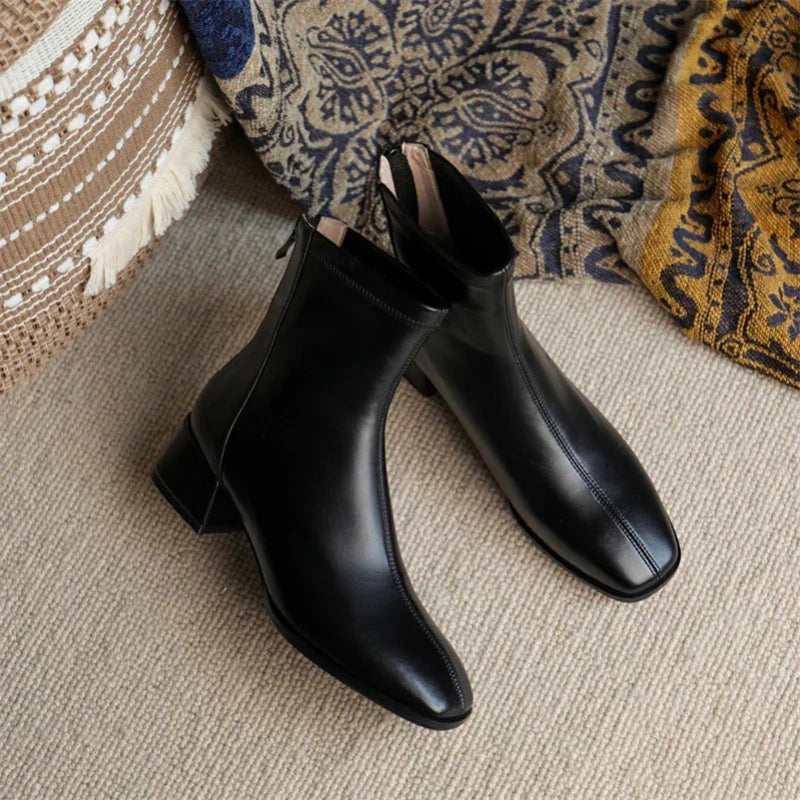 Bottines Femme – Bout Carré, Talon Bloc