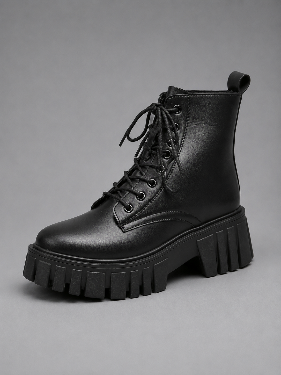 Bottines Femme – Combat Aspect Cuir, Talon Bloc