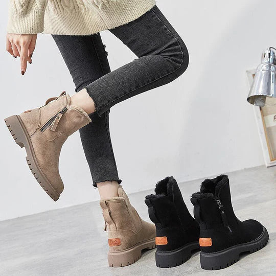 Bottines Femme Fourrées – Aspect Daim, Semelle Crantée