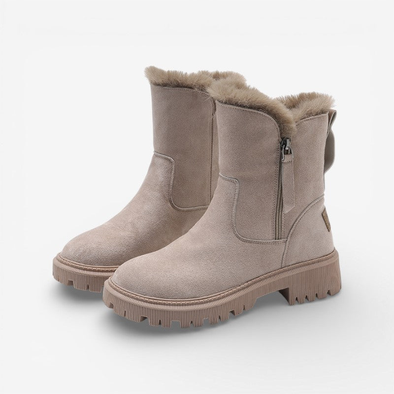 Bottines Fourrées Femme – Zip Latéral, Col Fourrure