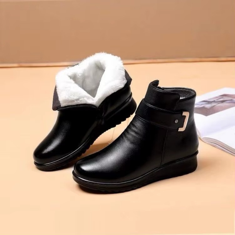 Bottines Fourrées Femme – Talon Compensé, À Enfiler