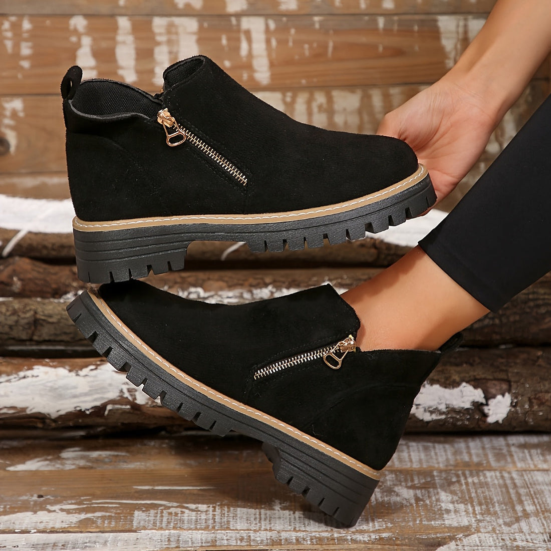 Bottines Femme – Orthopédiques Zippées Antidérapantes, Talon Bloc