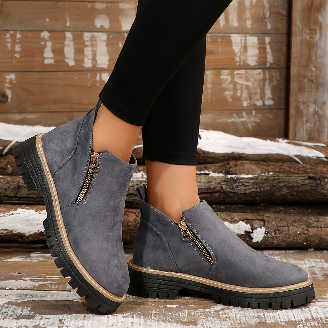 Bottines Femme – Orthopédiques Zippées Antidérapantes, Talon Bloc