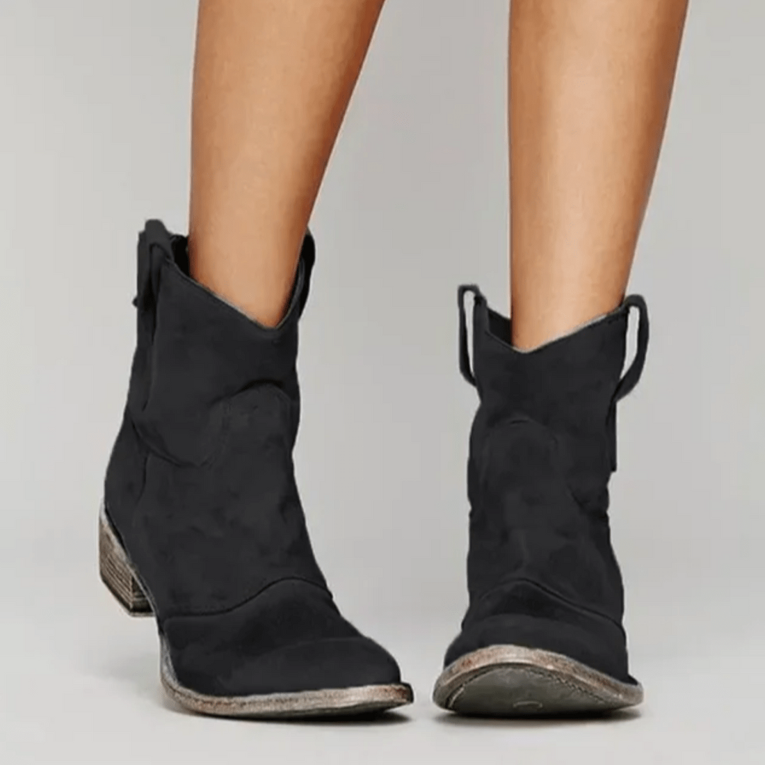 Bottines Femme – Talon Bloc Rembourrée Zippées Effet Daim, Fermeture Éclair