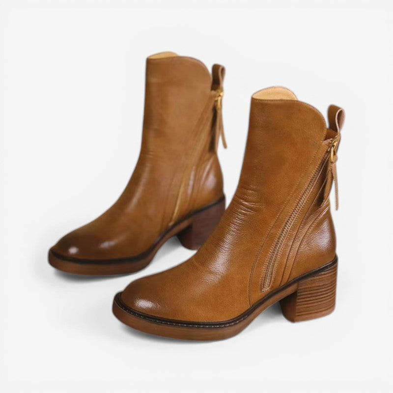 Bottines Femme – Talon Bloc, Zip Arrière