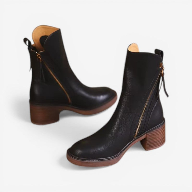 Bottines Femme – Talon Bloc, Zip Arrière