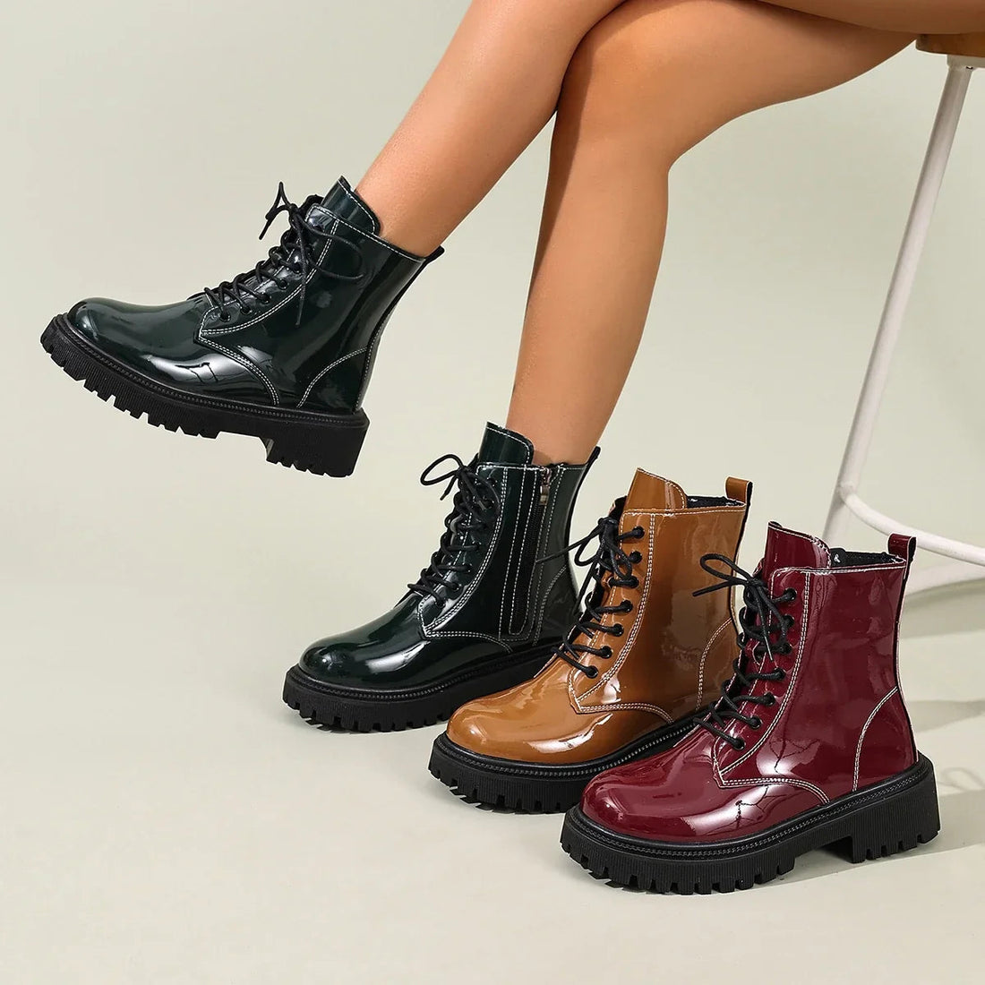 Bottines Femme – Talon Carré Crantée, Talon Bloc