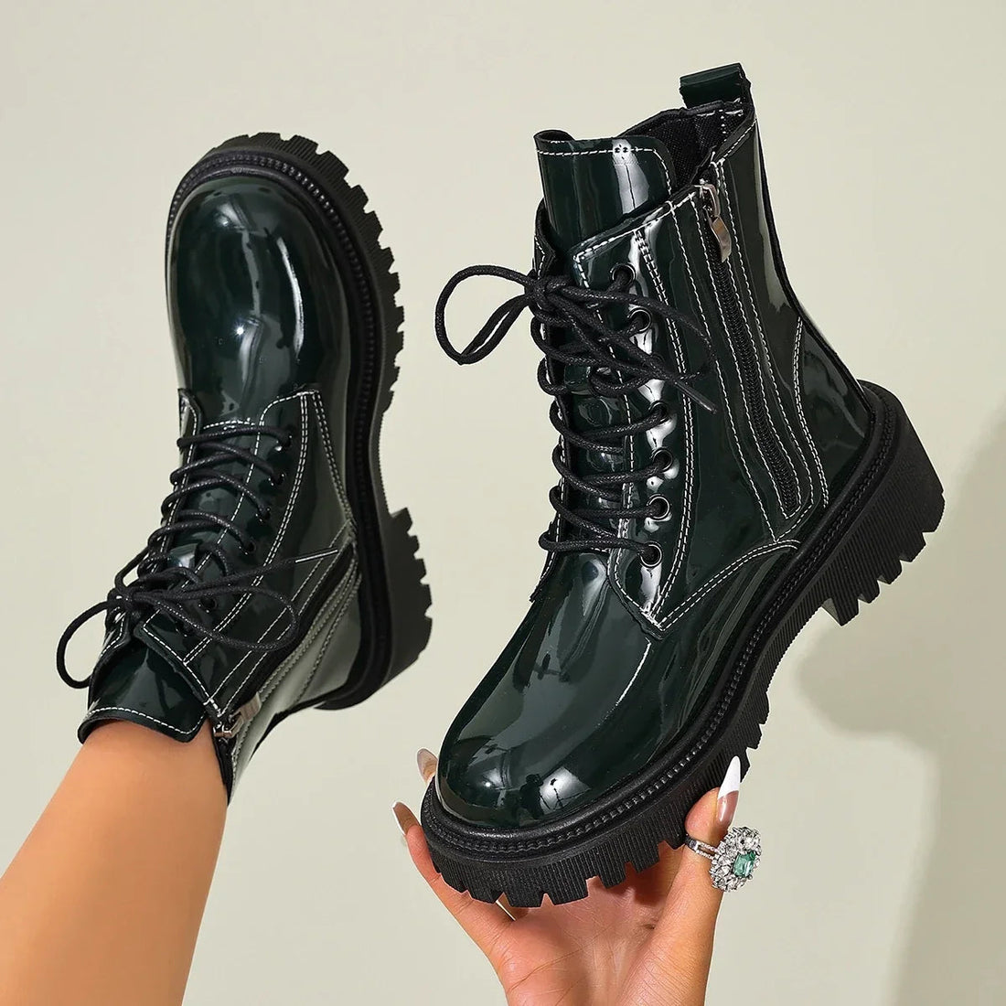Bottines Femme – Talon Carré Crantée, Talon Bloc