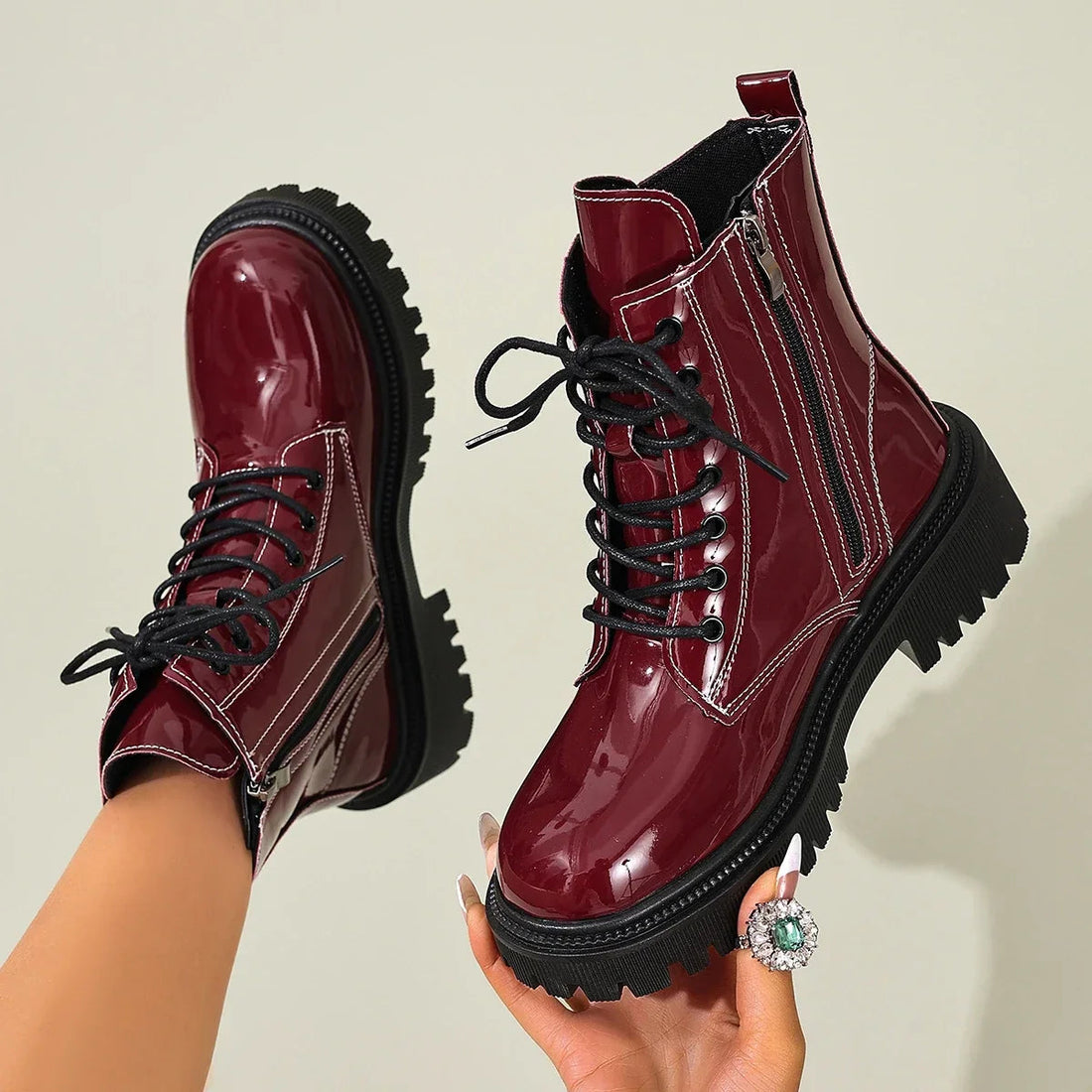 Bottines Femme – Talon Carré Crantée, Talon Bloc