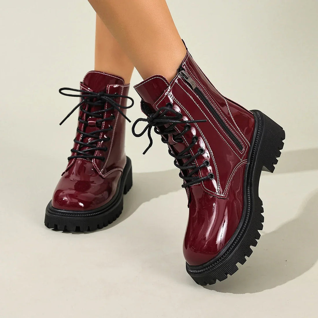 Bottines Femme – Talon Carré Crantée, Talon Bloc
