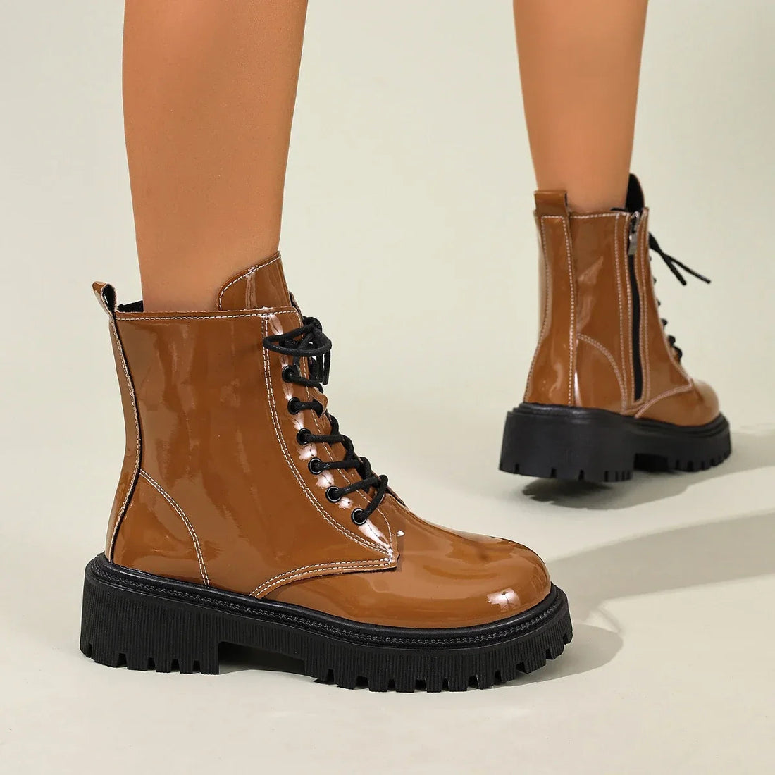 Bottines Femme – Talon Carré Crantée, Talon Bloc