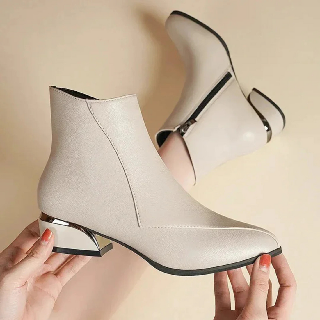 Bottines Femme Zippées – Bout Pointu, Talon Bloc