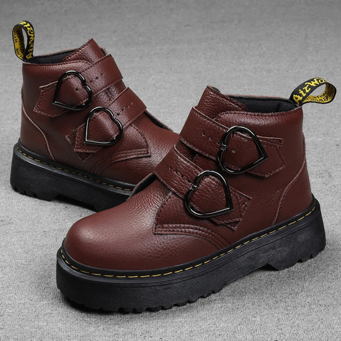 Bottines Plates Femme – Boucles Cœur, Semelle Épaisse