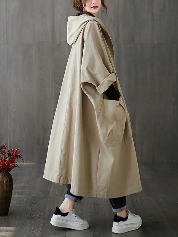 Imperméable Femme – Long Oversize, Capuche Poches