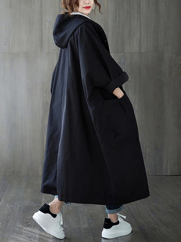 Imperméable Femme – Long Oversize, Capuche Poches