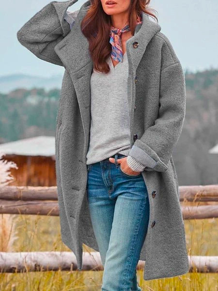 Manteau Femme – Aspect Lainage, Coupe Longue