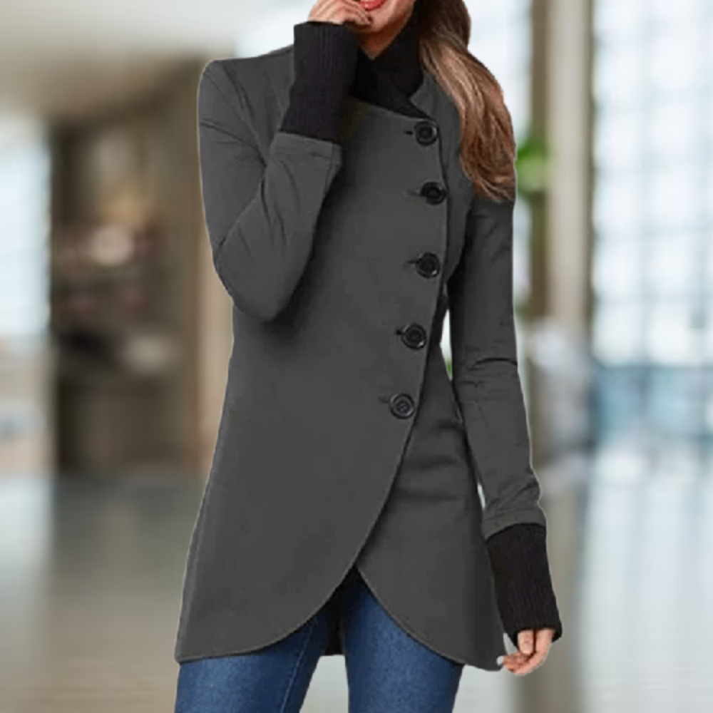 Manteau Femme – Asymétrique, Coupe Longue