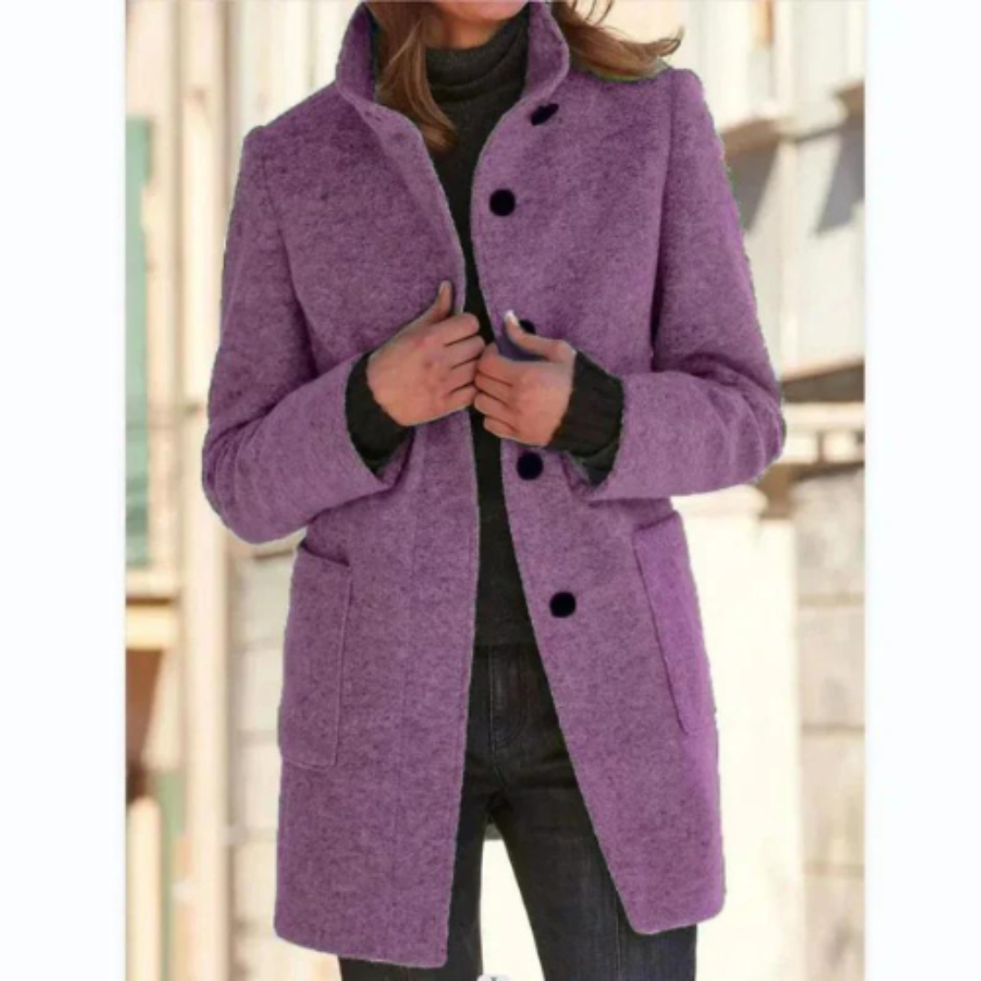 Manteau Femme – Coupe Longue, Boutonné