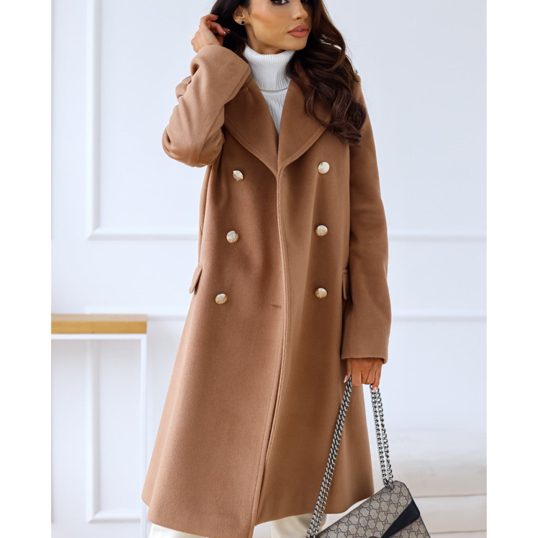 Manteau Femme – Coupe Longue, Boutonné