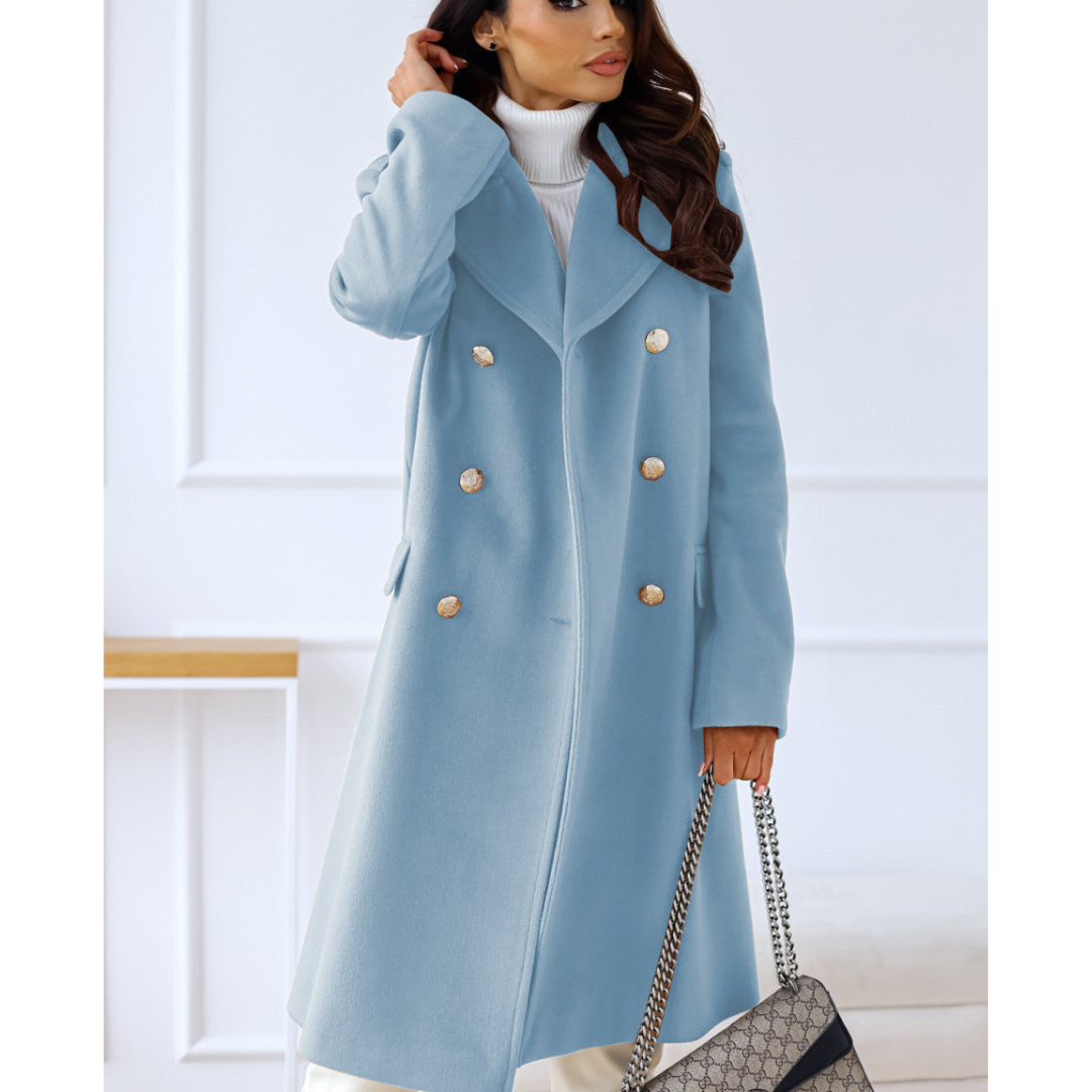 Manteau Femme – Coupe Longue, Boutonné
