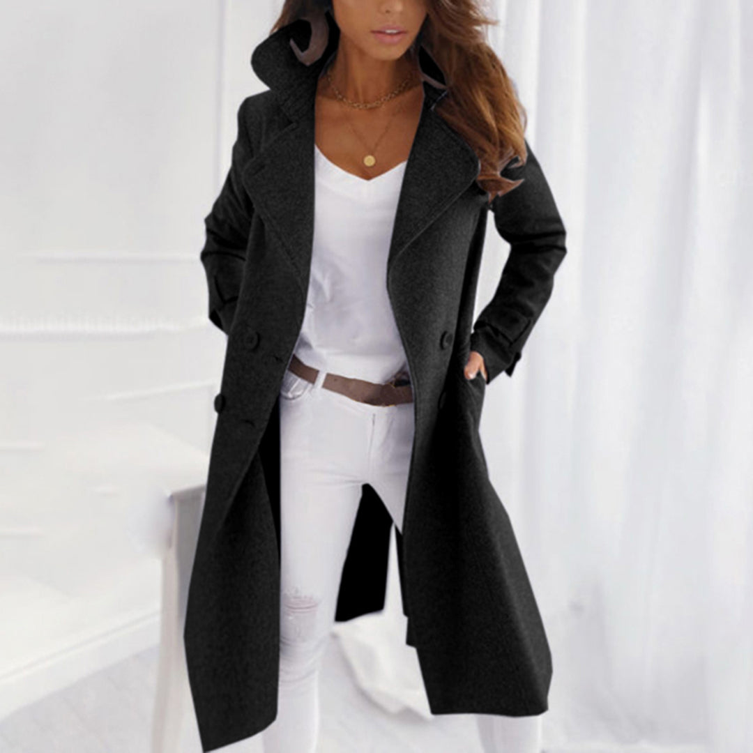 Manteau Femme – Coupe Longue, Boutonné