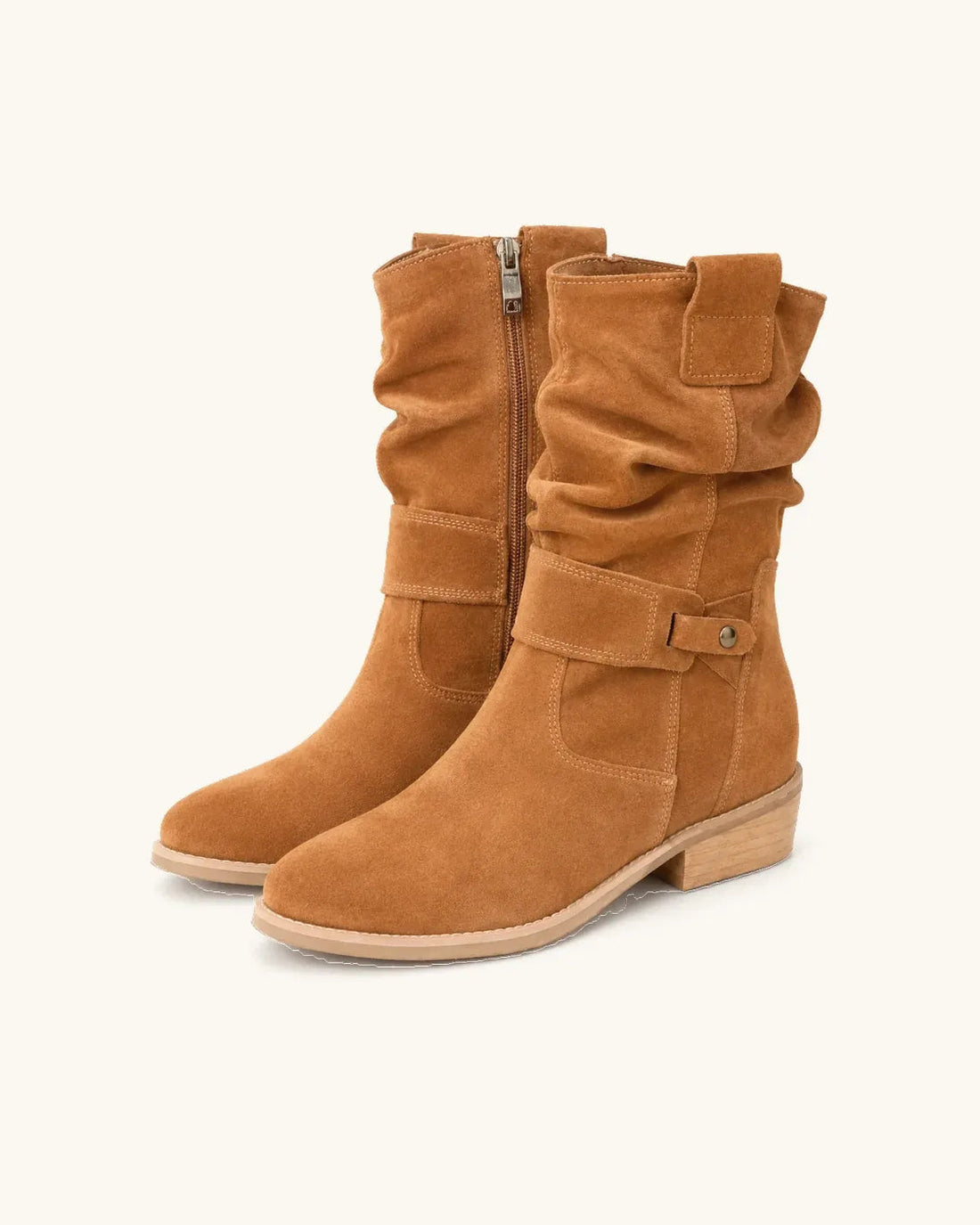 Santiags Femme – Aspect Daim Petit Talon, Zip