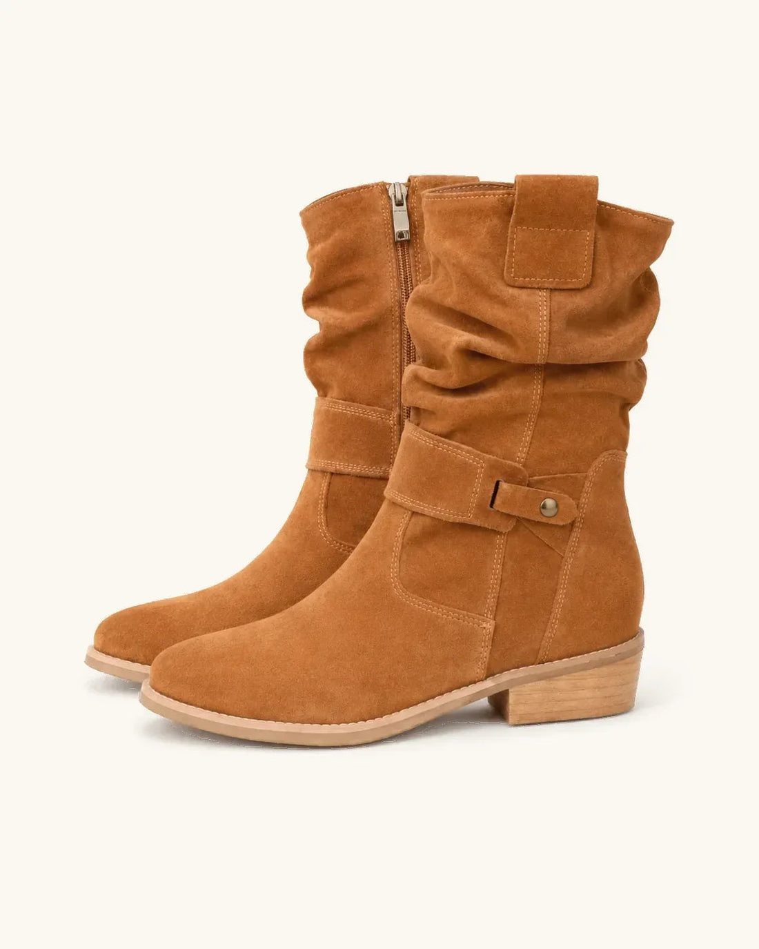 Santiags Femme – Aspect Daim Petit Talon, Zip