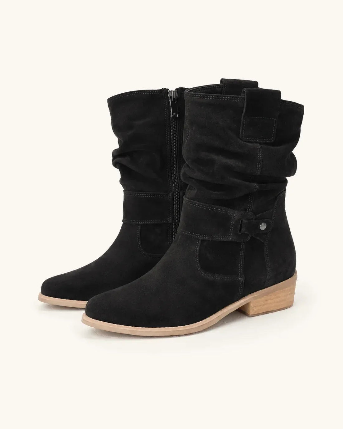 Santiags Femme – Aspect Daim Petit Talon, Zip