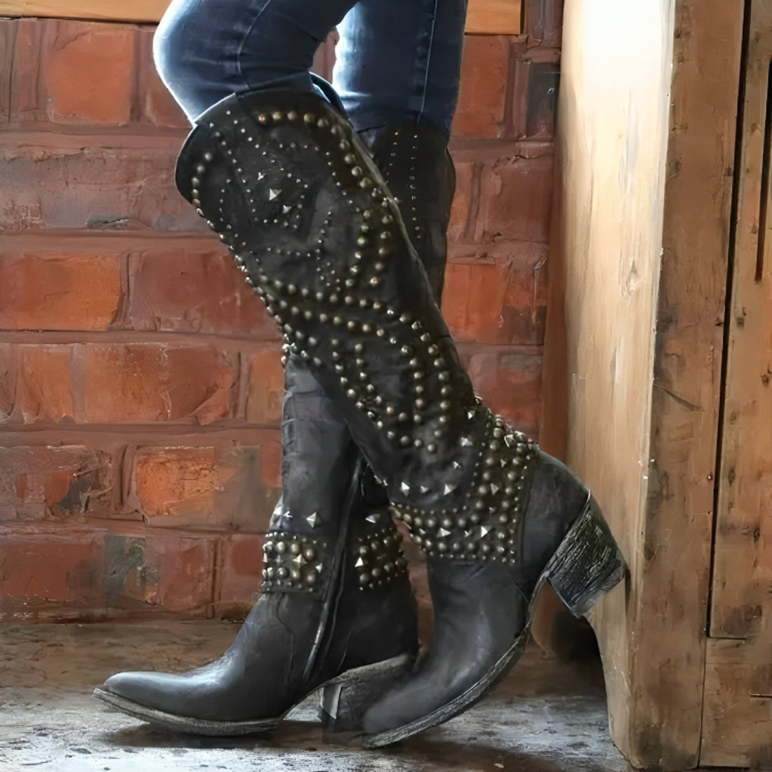 Santiags Femme – Cloutées, Western Talon Bloc