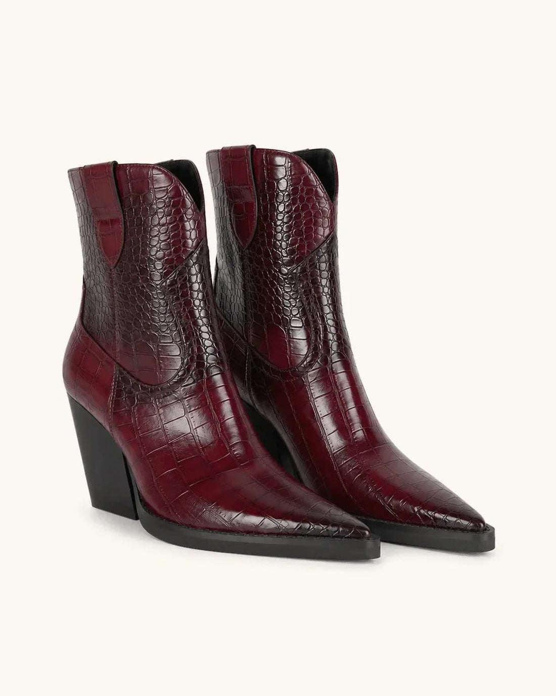 Santiags Femme – Effet Croco Talon, Bout Pointu