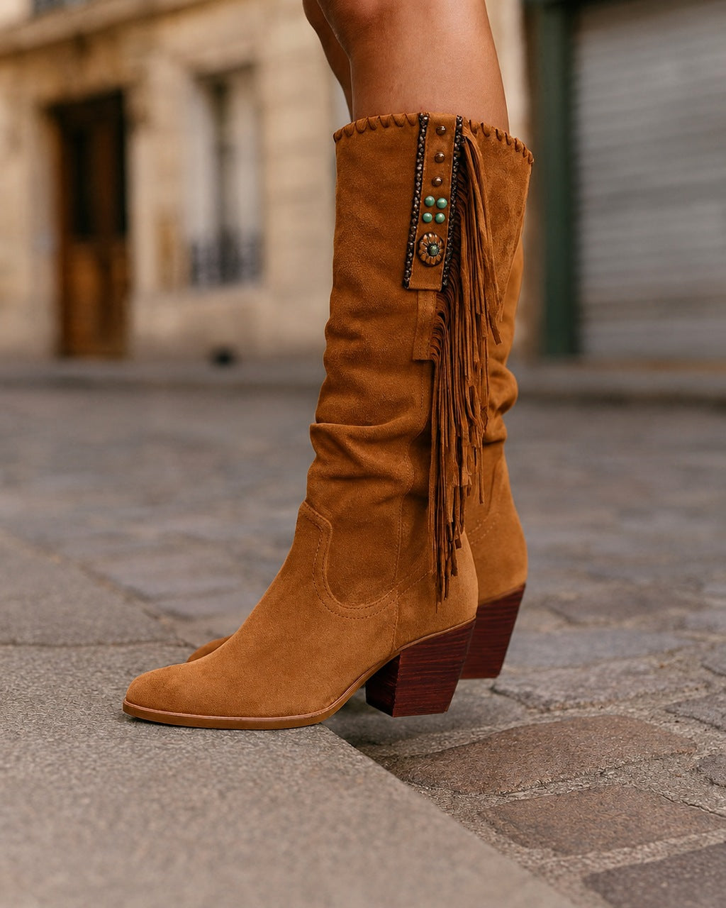 Santiags Femme – Franges, Bout Pointu