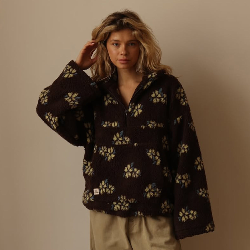 Sweat Femme – Molletonné, Fermeture Éclair Poche