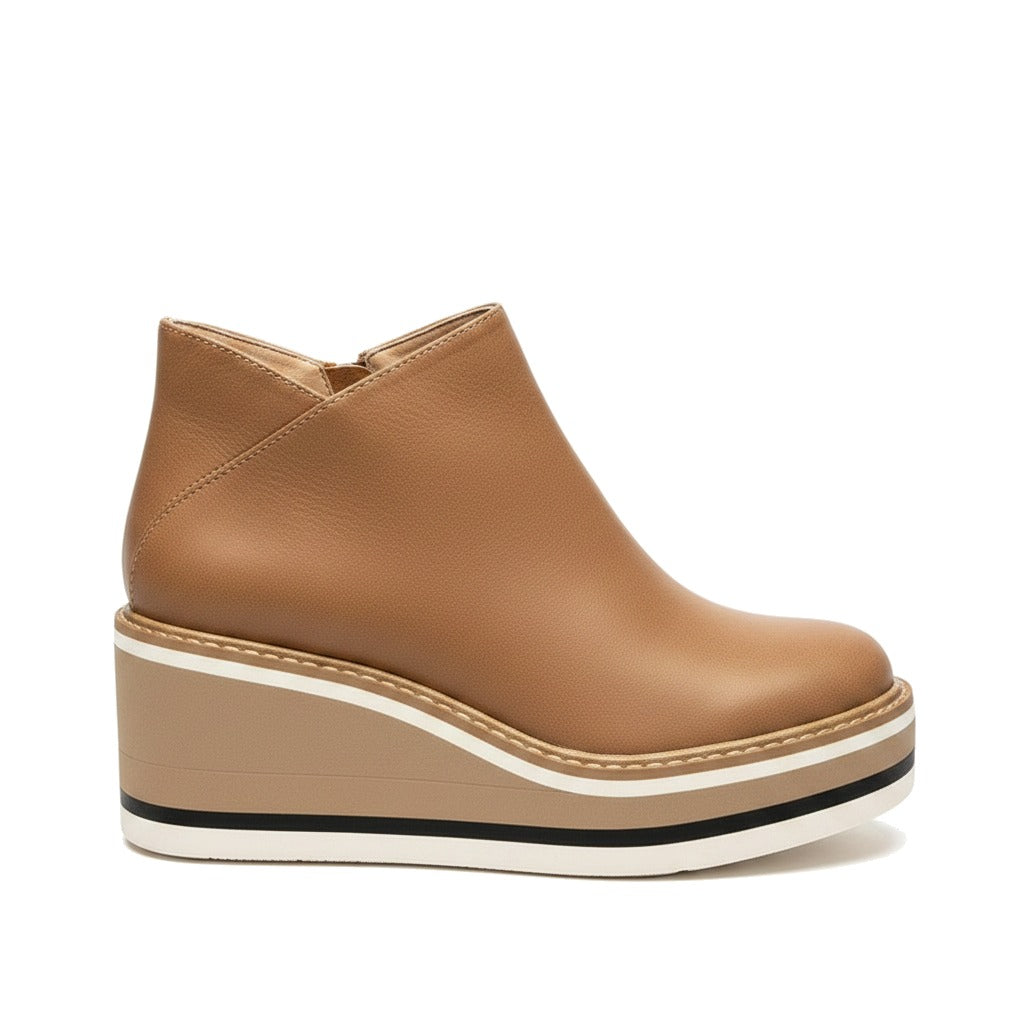 Bottines femme à plateforme compensée et zip latéral - Sylvie