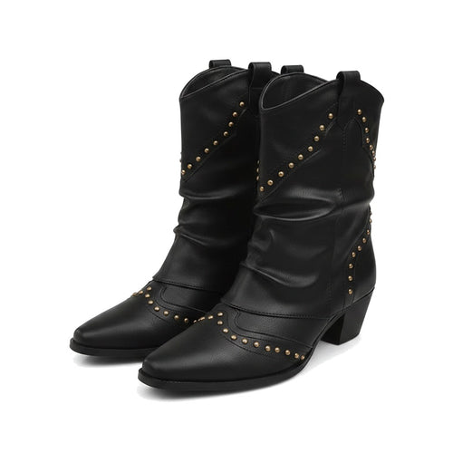 Delphine | Bottes santiag femme cloutées à tige souple