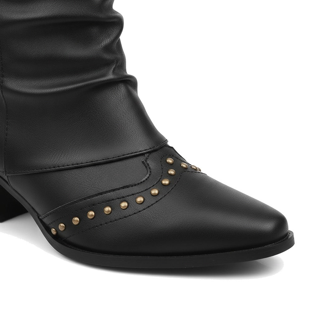 Bottes santiag femme cloutées à tige souple - Delphine