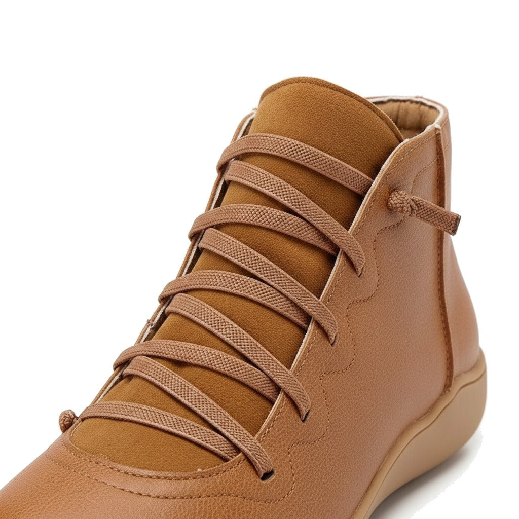 Bottines femme à lacets plates avec zip latéral - Camille
